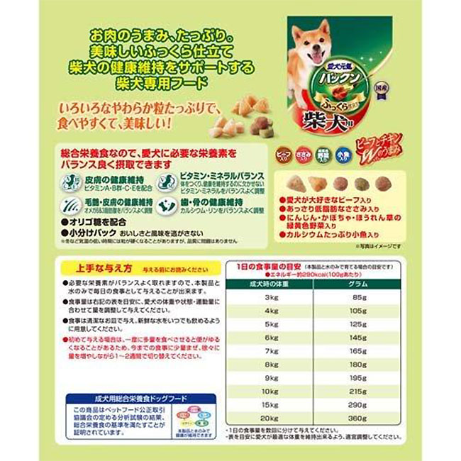 [4個セット]愛犬元気 パックン 柴犬用 ビーフ・ささみ・緑黄色野菜・小魚入り 2.3kg 成犬用 高齢犬用 ドッグフード ソフト セミモイストフード ユニ・チャームの画像