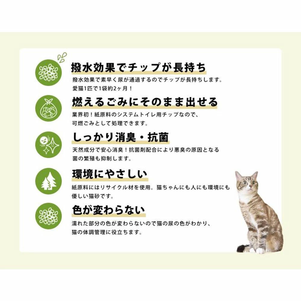 [8個セット]システムトイレ用 ペーパーチップ 4L 紙の猫砂 猫の砂 猫用トイレ 撥水 抗菌 可燃 燃える 国産 三ヶ日ガーデンの画像