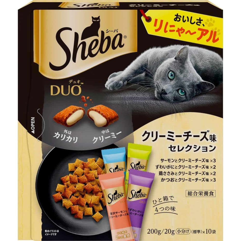シーバデュオ クリーミーチーズ味セレクション 200g 成猫用 キャットフード ドライフード 総合栄養食 shebaduo マースジャパン