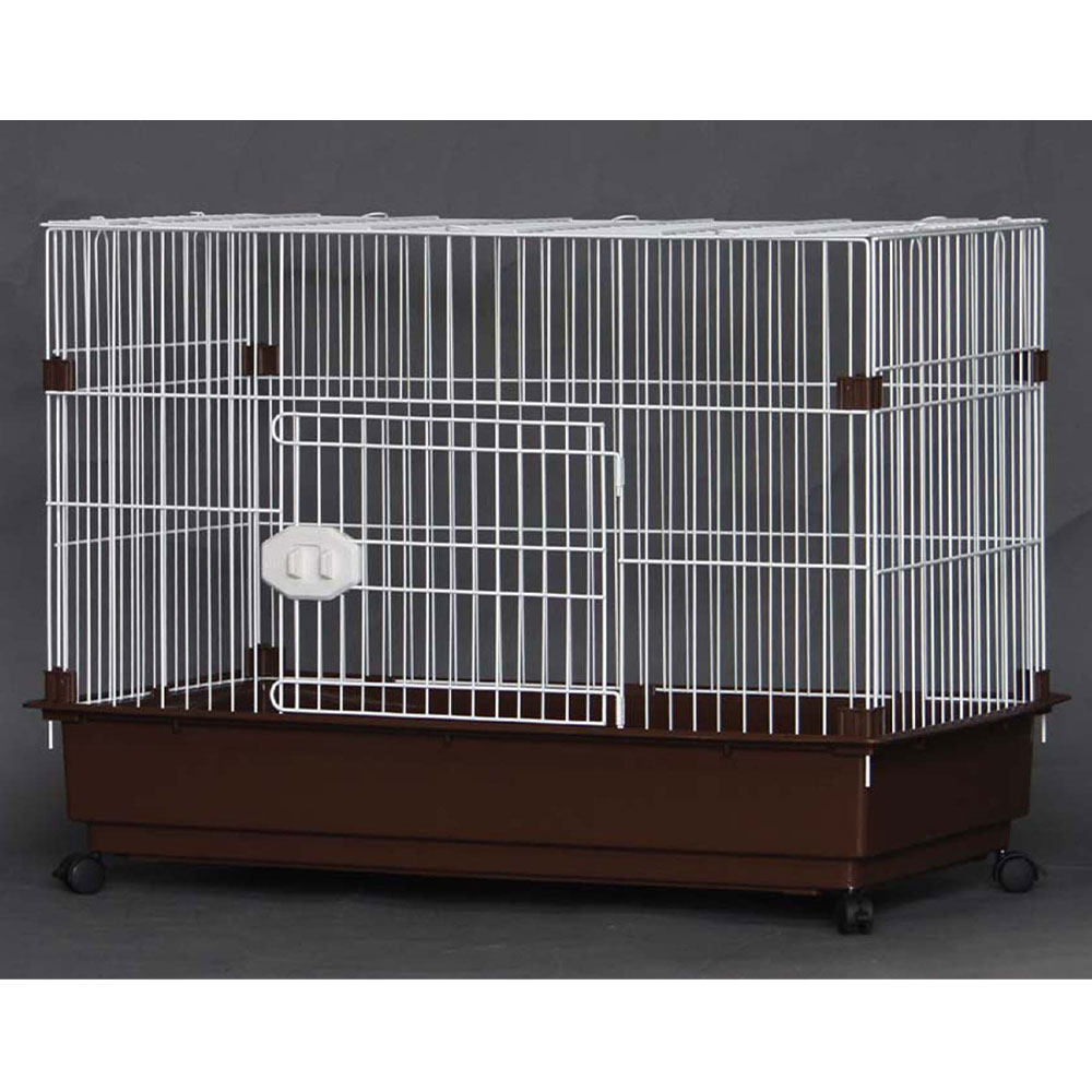 【GB】犬用ケージ レクタングル 3200-DR ホワイト×ブラウン 小型犬用 中型犬用 大型犬用 キャスター付き 室内飼い用 犬用サークル ジービー GB