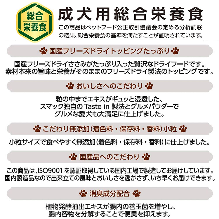 [18個セット]スマック ビストロ フリーズドライささみ添え 200g 成犬用 高齢犬用 シニア犬用 全犬種用 ドッグフード ドライフード 国産 スマック smac | スマック | 01