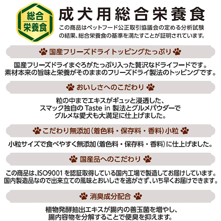 [18個セット]スマック ビストロ フリーズドライまぐろ添え 200g 成犬用 高齢犬用 シニア犬用 全犬種用 ドッグフード ドライフード 国産 スマック smacの画像