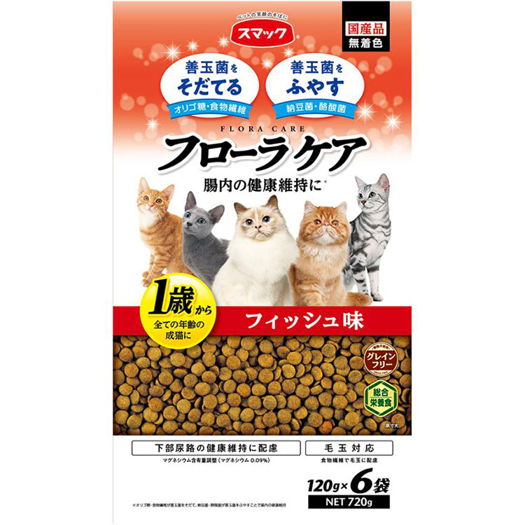 スマック フローラケア CAT フィッシュ味 720g 成猫用 全猫種用 キャットフード ドライフード 国産