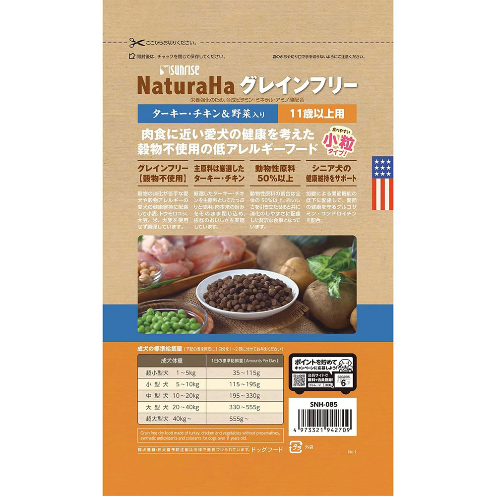 [10個セット]ナチュラハ グレインフリー ターキー・チキン＆野菜入り 11歳以上用 小粒 700g 高齢犬用 超小型犬用〜小型犬用 ドッグフード ドライフード NaturaHa_1