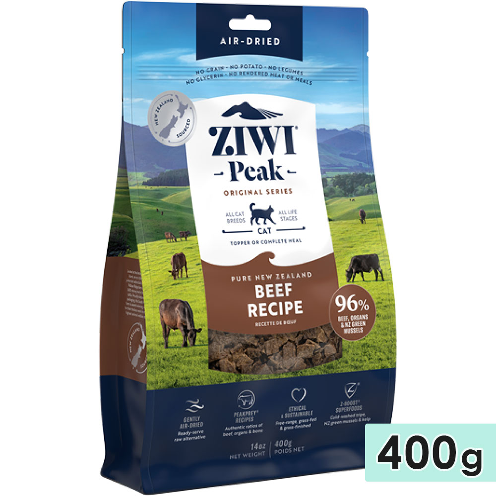 ZIWI Peak ジウィピーク エアドライキャットフード グラスフェッドビーフ 400g 全猫種用 成猫用 子猫用 高齢猫用 シニア猫用 ドライフード トランペッツ｜gooddog