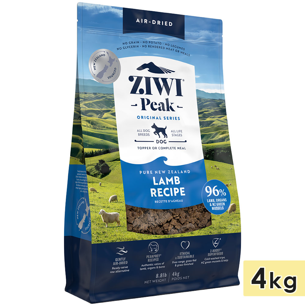 ZIWI Peak ジウィピーク エアドライドッグフード ラム 4kg 全犬種用 成犬用 子犬用 高齢犬用 シニア犬用 ドライフード トランペッツ