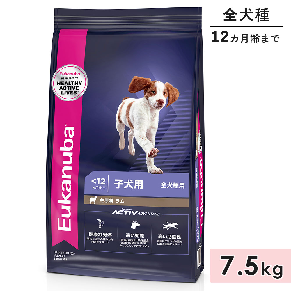 ユーカヌバ パピー ラム＆ライス 7.5kg 子犬用 全犬種用 ラム 生後12カ月齢まで 1歳まで ドッグフード ドライフード Eukanuba