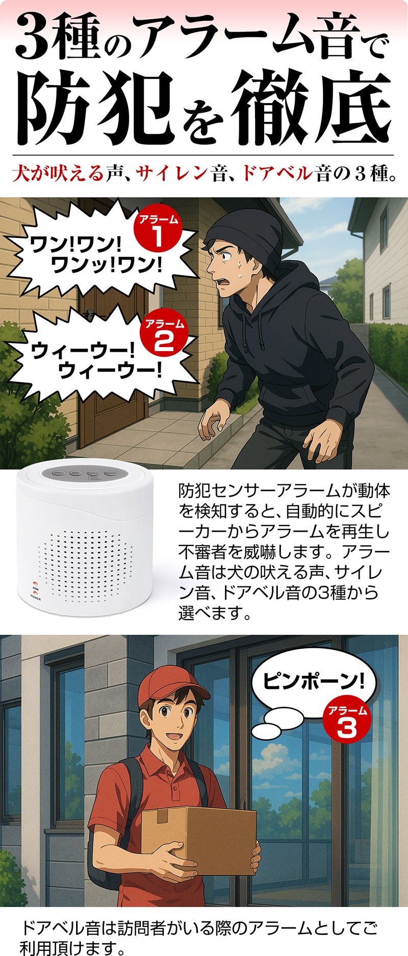 大音量 防犯 センサー アラーム 番犬 犬 吠える 犬の 吠え声 鳴き声