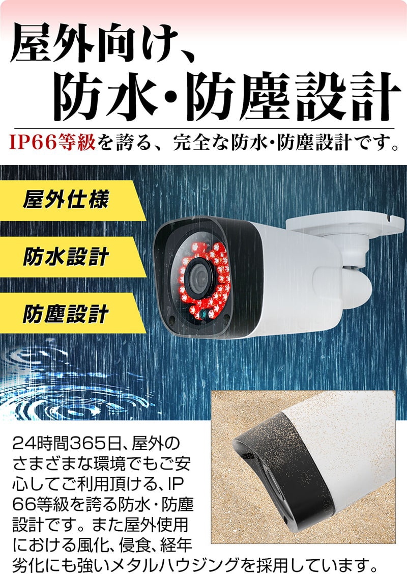 wifi不要 工事不要 電源を入れるだけ 防犯カメラ 屋外 家庭用