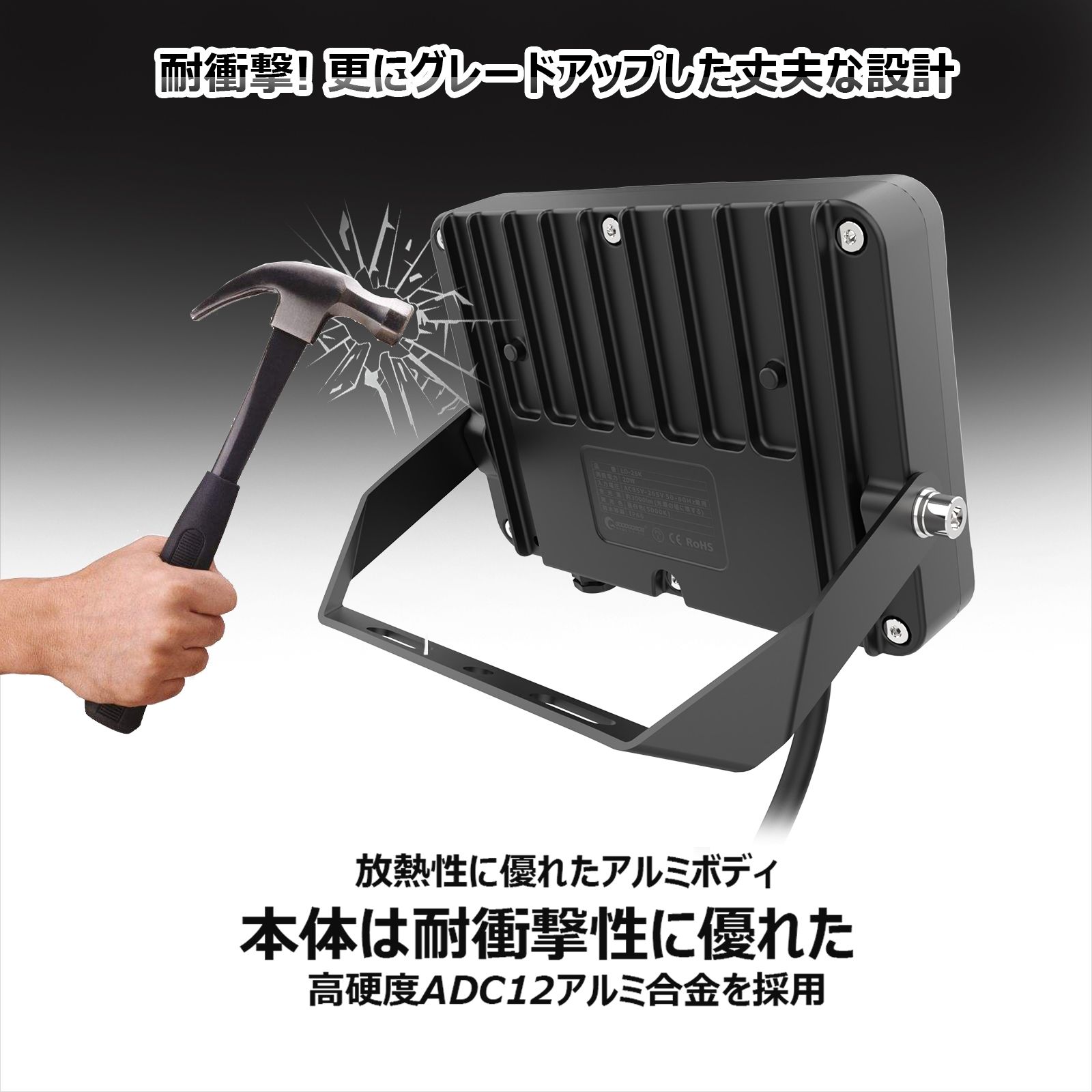 led投光器 薄型 軽量 100w投光器 屋外照明 施設 駐車場灯 大型看板 ボート