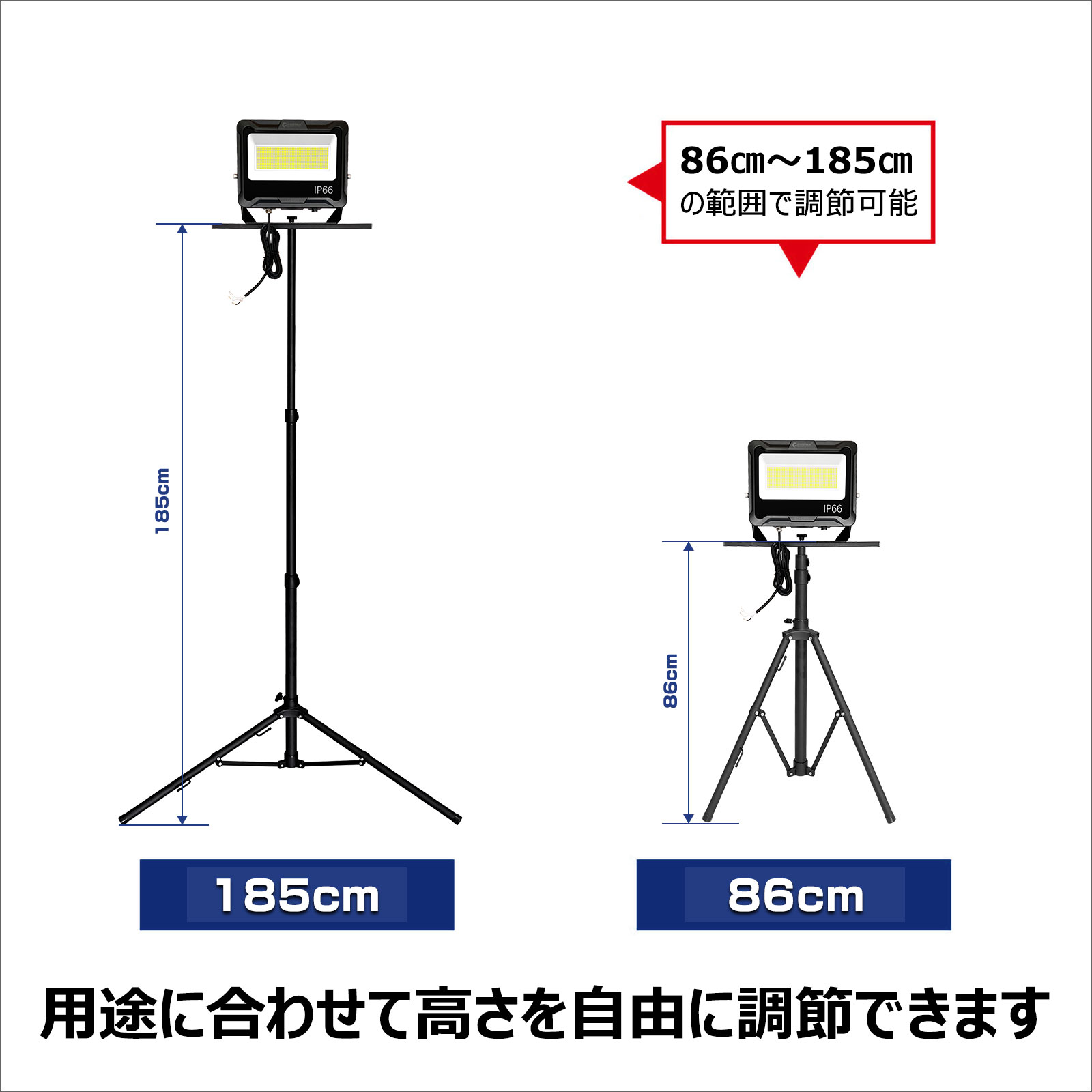 セット LED投光器 スタンド 屋外用 防水 100W 強力 屋外 作業灯 5000K