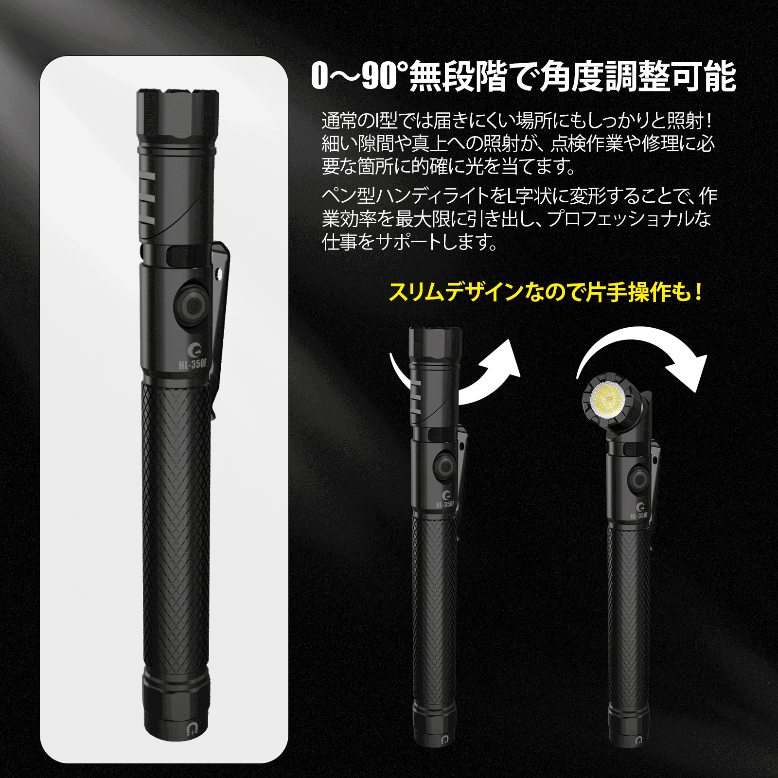 GOODGOODS LED 懐中電灯 350lm 防水 IP65 耐衝撃 IK09
