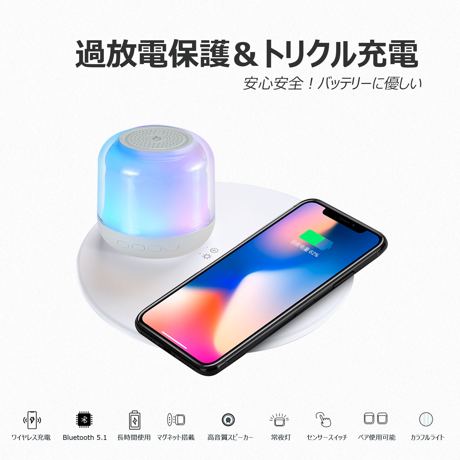 重低音 急速充電対応飾り 重低音 急速充電対応ライト パターン iPHONE Android マグネット TYPE-C充電GOODGOODS