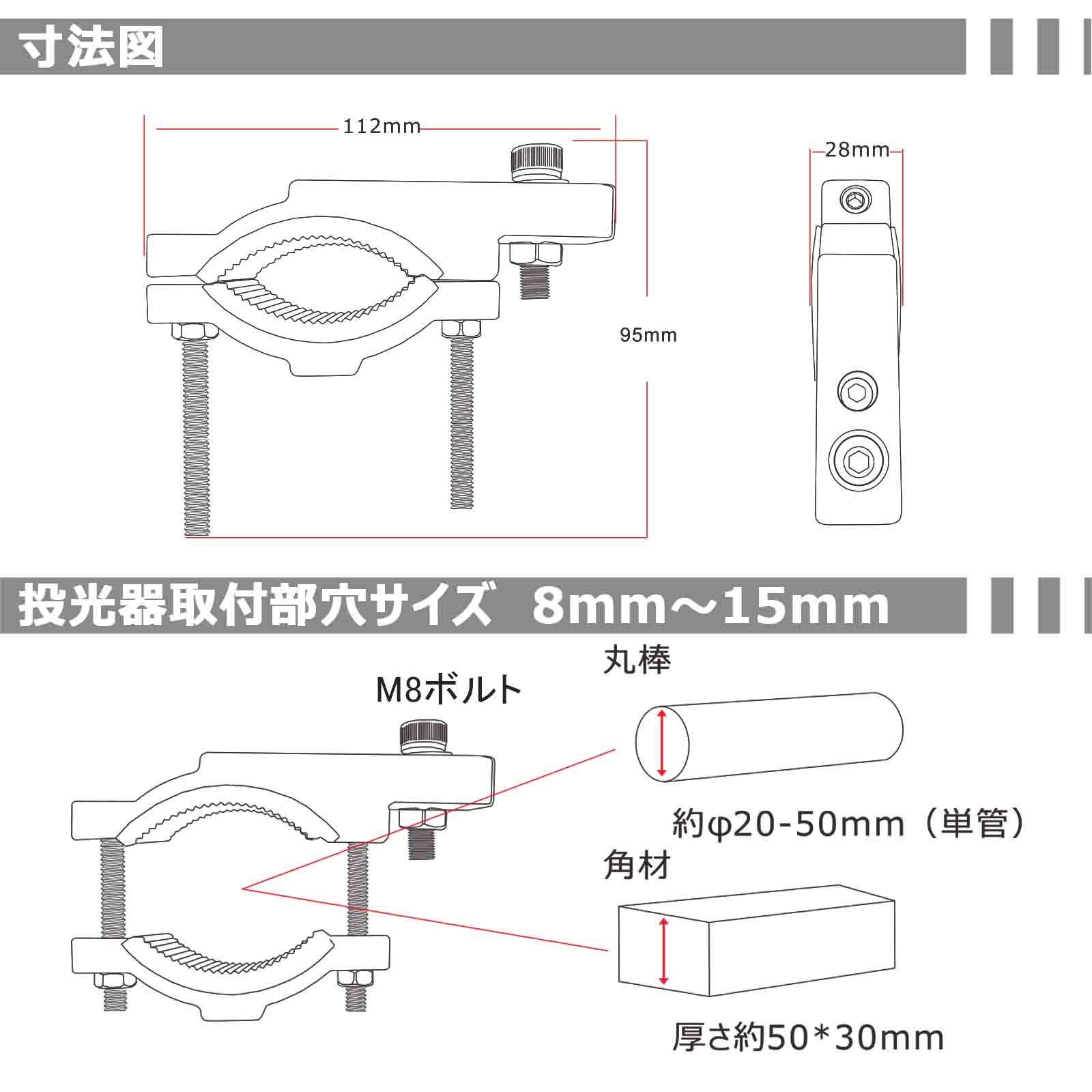 投光器用 C型クランプ 投光器オプション LED投光器専用オプション　投光器クランプ G型クランプ バーコ形 ジャコ万力 固定用 工具 作業工具 jd-007j