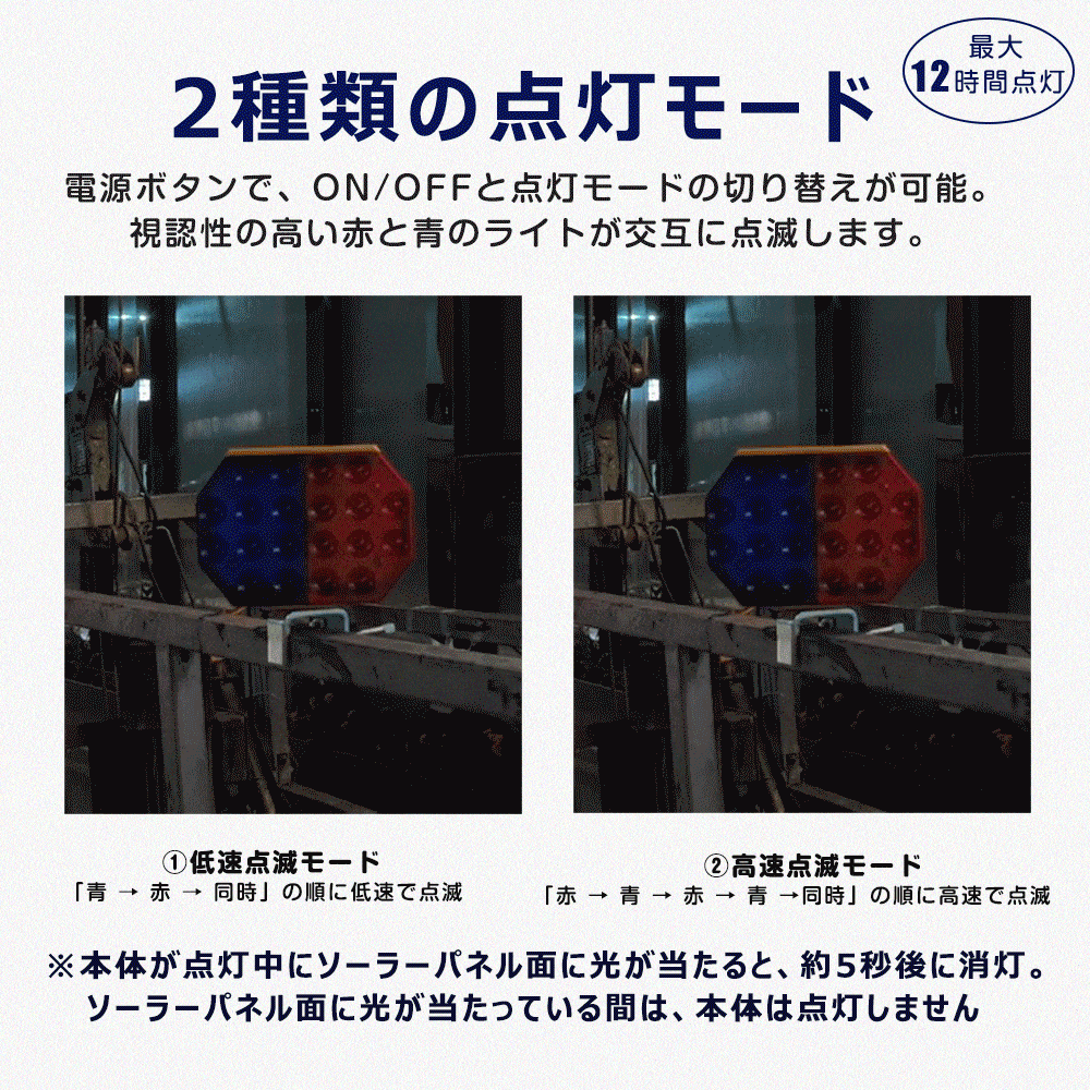 GOODGOODS（グッド・グッズ） 2個セット ソ-ラ-充電式 LED警告灯 両面