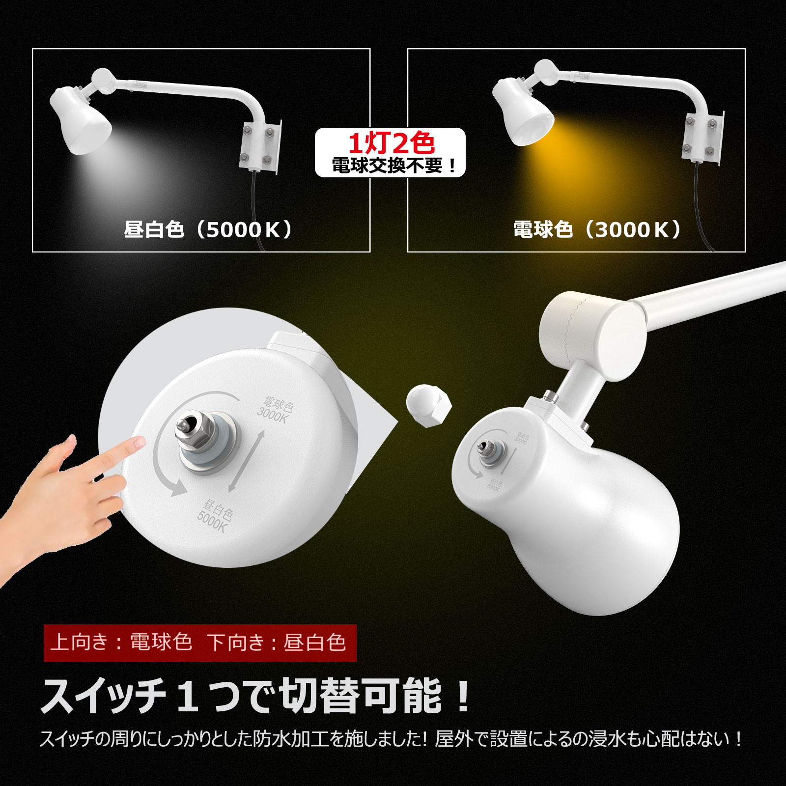 SALE LED投光器 アームライト 25W 2500LM 1灯2色 電球色 昼白色 切替式 屋外 防水 スポットライト 看板灯 高輝度 商店街 看板 ライト 店舗用 一年保証 LD-K25W : ld-k25b : グッド・グッズ ヤフー店 - 通販 - Yahoo!ショッピング