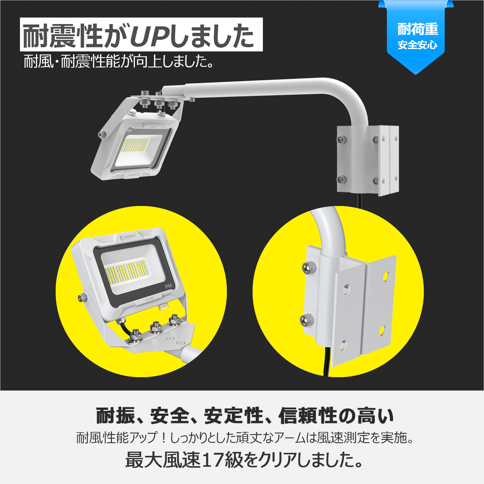 GOODGOODS 投光器 ld-k8w 30W 3150LM 投光器 高演色性 Ra80 アーム 屋外 防水