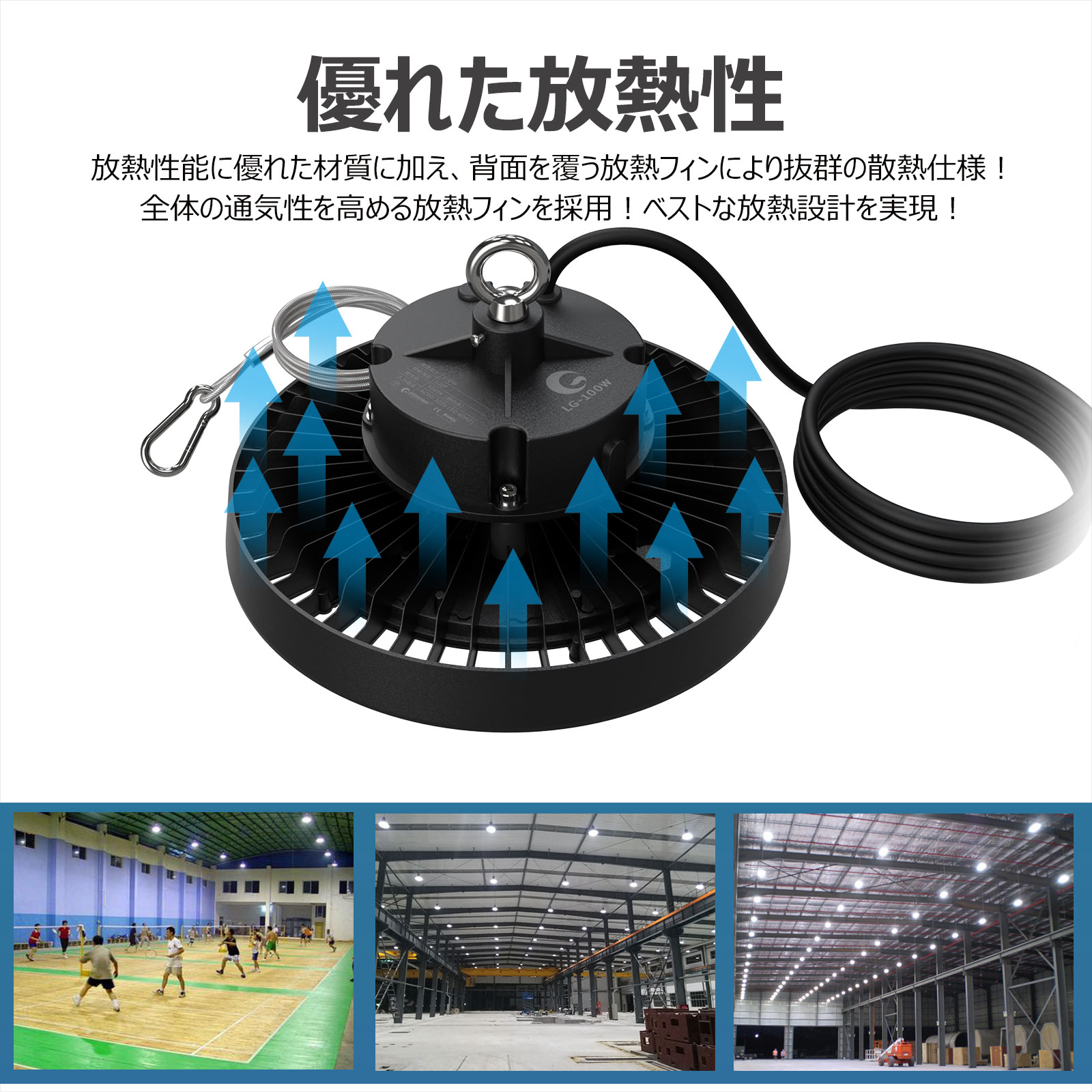 高天井用 LED投光器 高天井灯 200w 800W水銀灯相当 UFO型 投光器