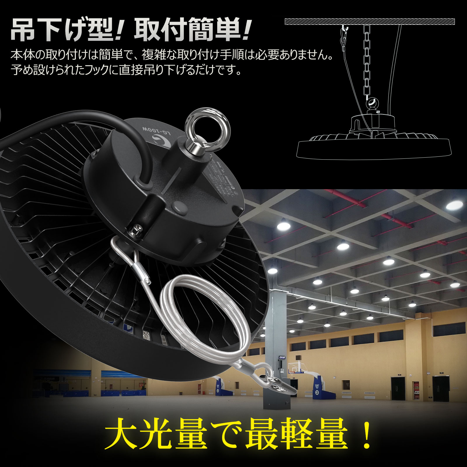 高天井用 100W 高天井灯 工場 ホール 体育館 スポーツ広場 屋内屋外