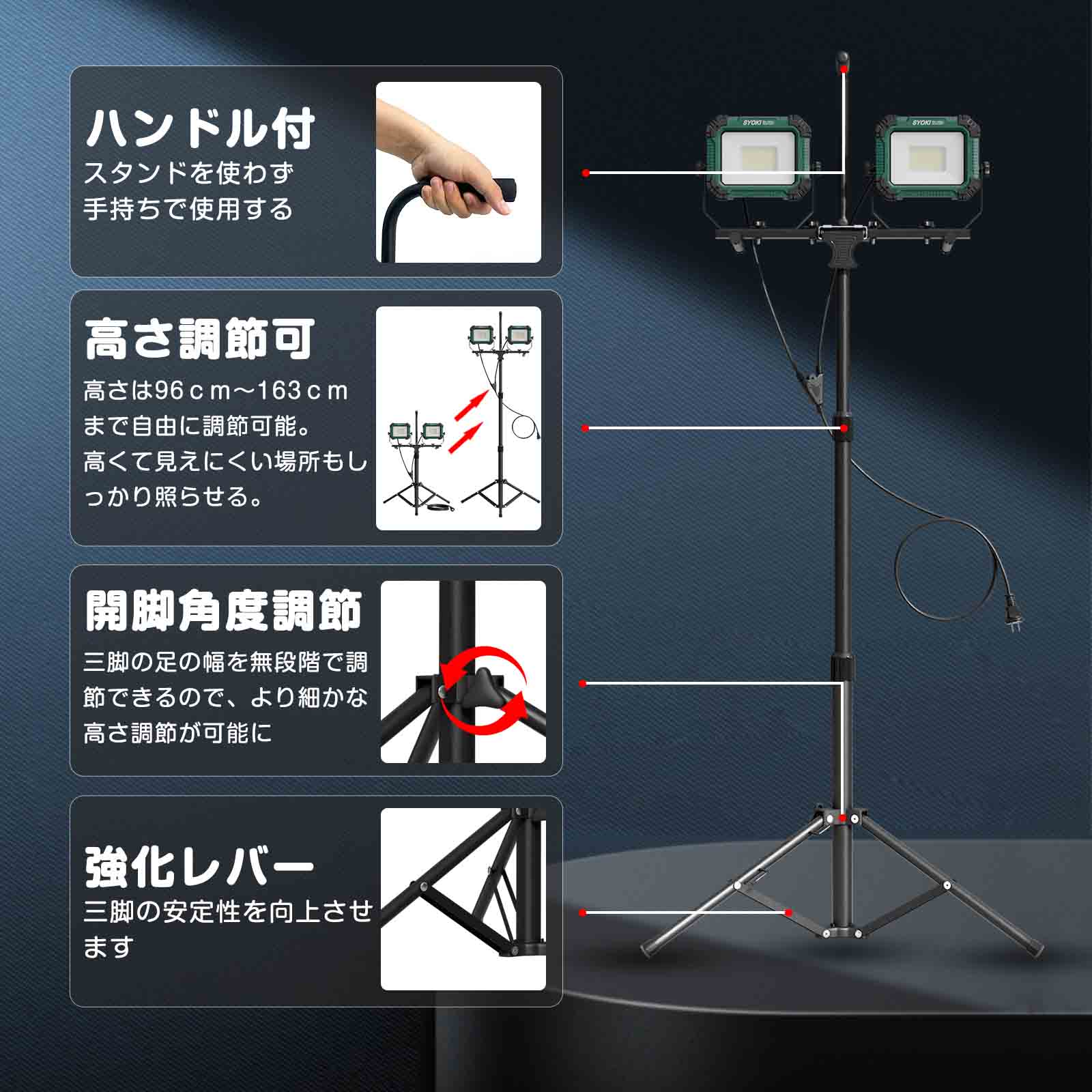 60w led投光器 高輝度 耐風 耐震 屋外照明 投光機 外灯