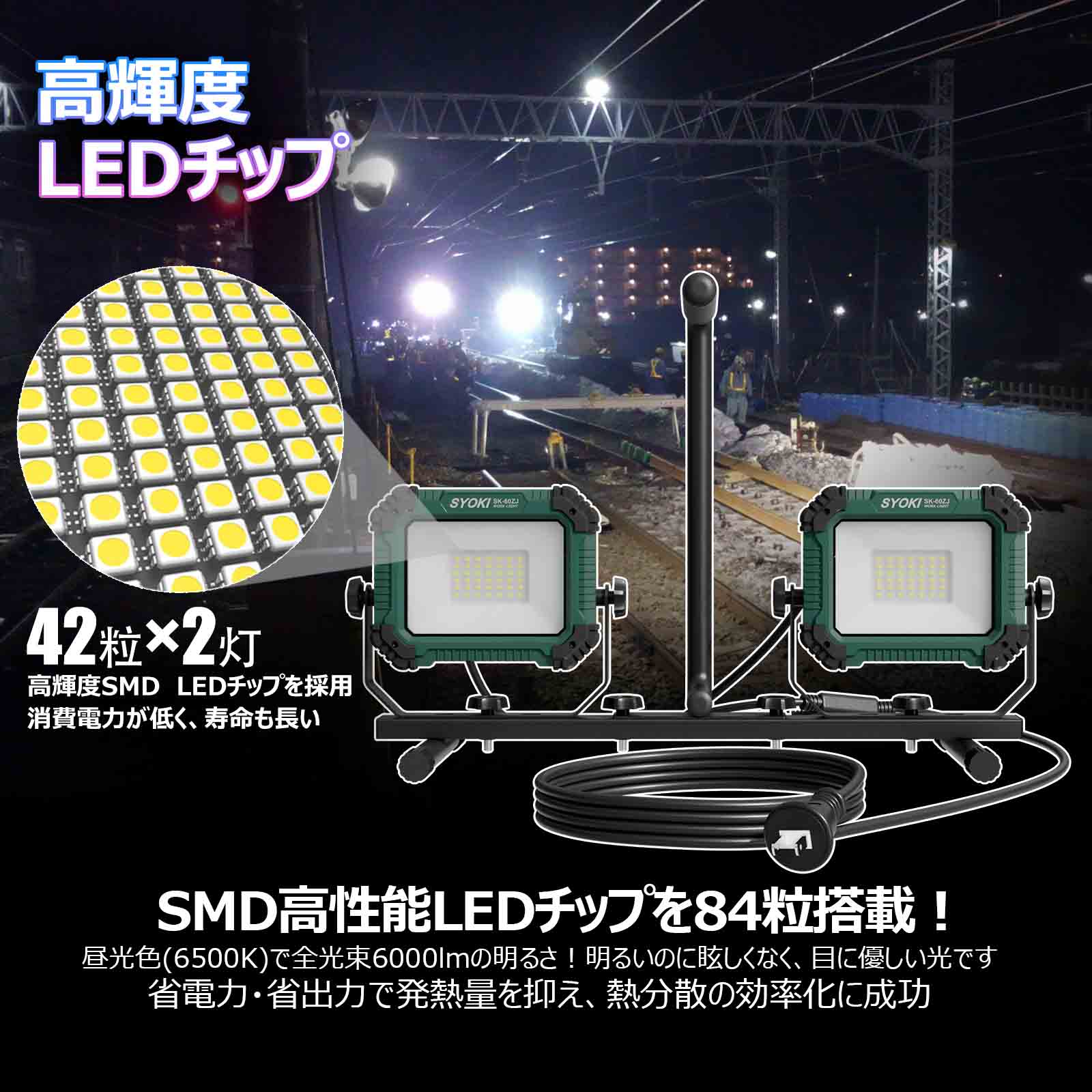 led投光器 60w オリジナルデザイン 600粒チップ