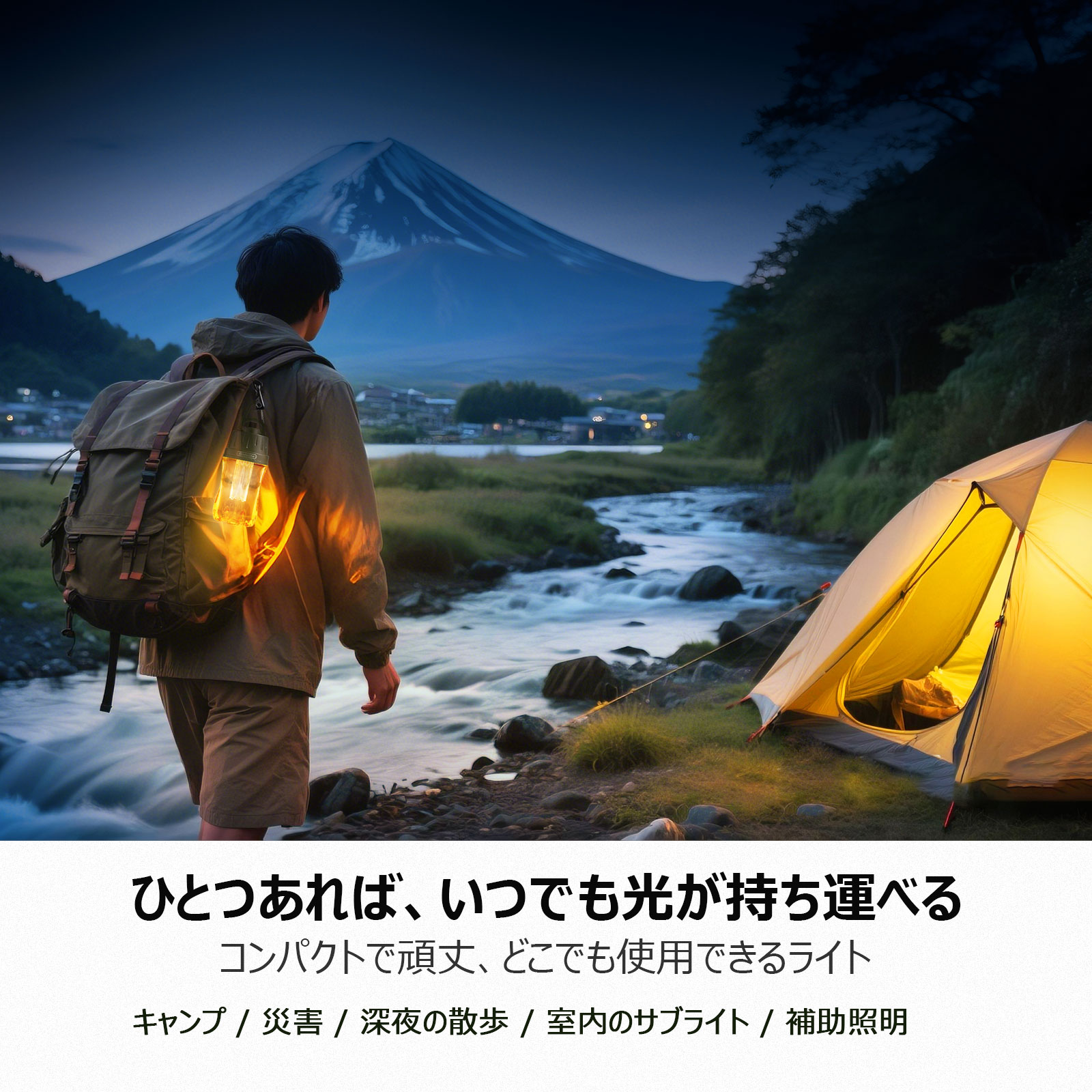 実用新案登録 防災推奨 充電式LEDランタン 電球色 2200K