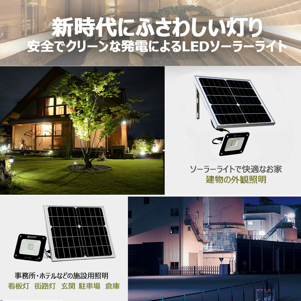 グッドグッズ LED投光器 20W 屋外 ソーラーライト 明るい 太陽光発電