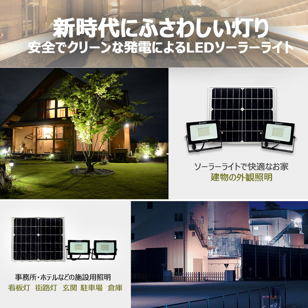 実用新案登録 LEDソーラーライト ソーラー投光器 玄関の常備灯 車庫の常夜灯 カーポート 庭園のアップライト 街路灯 停電対策 防犯 防犯ライト 