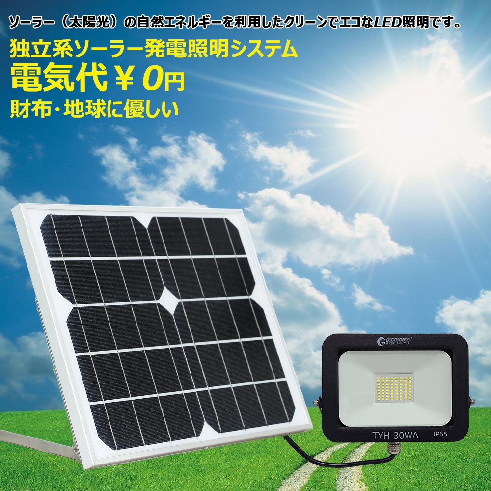 太陽光発電 LEDソーラーライト 屋外 明るい 30w ソーラー投光器 暗くなると自動で明るくなる 