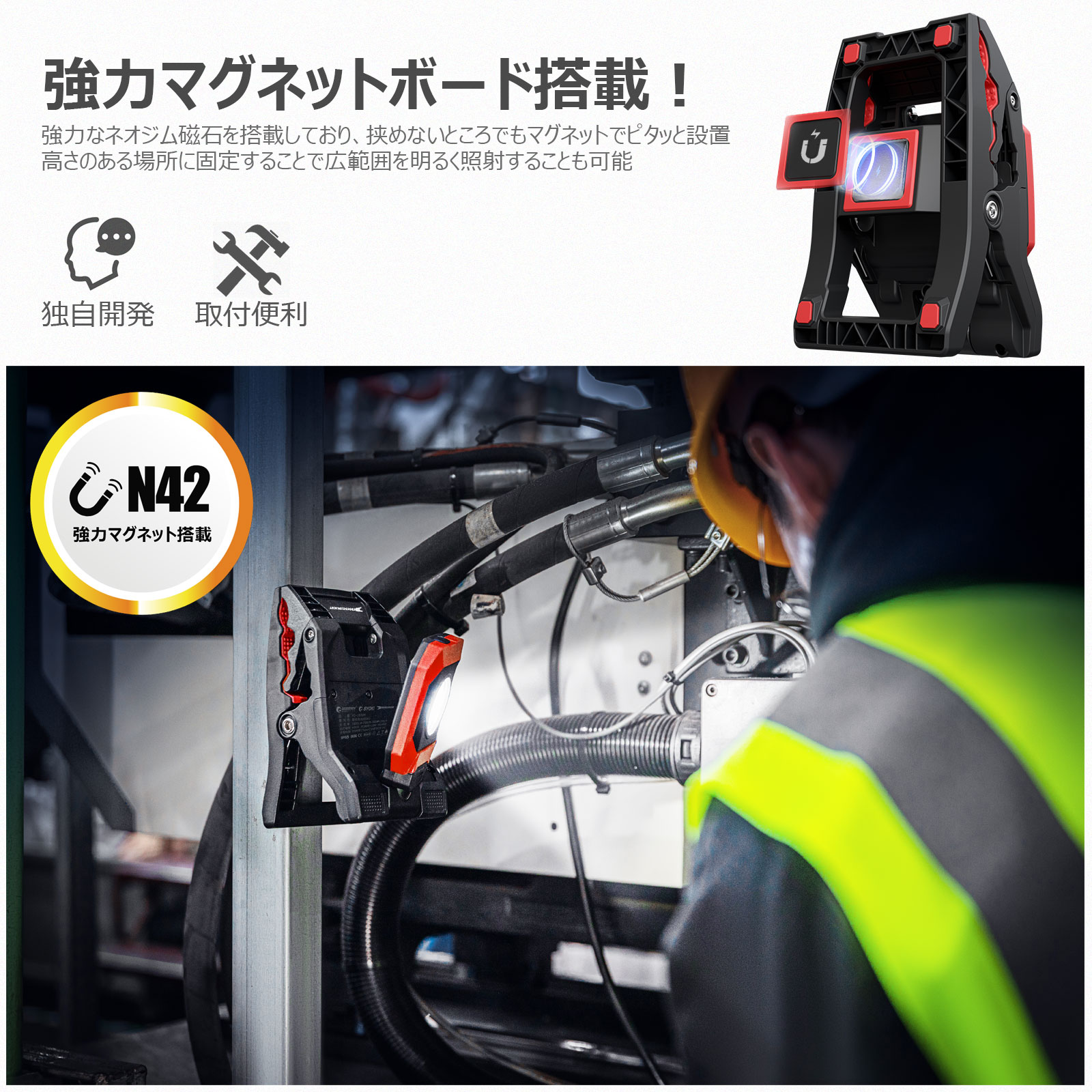 防水型ボタンスイッチ 蓋の開閉不要 USB出力口 充電入力口 昼光照明灯 赤色警告灯