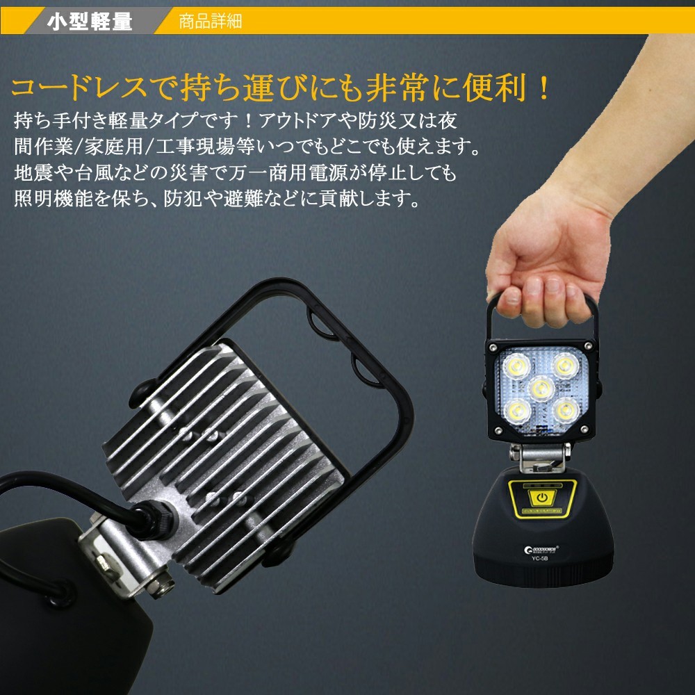 防災グッズ 防災用品 応急ライト 投光器 15w 充電式 作業灯 ワークライト