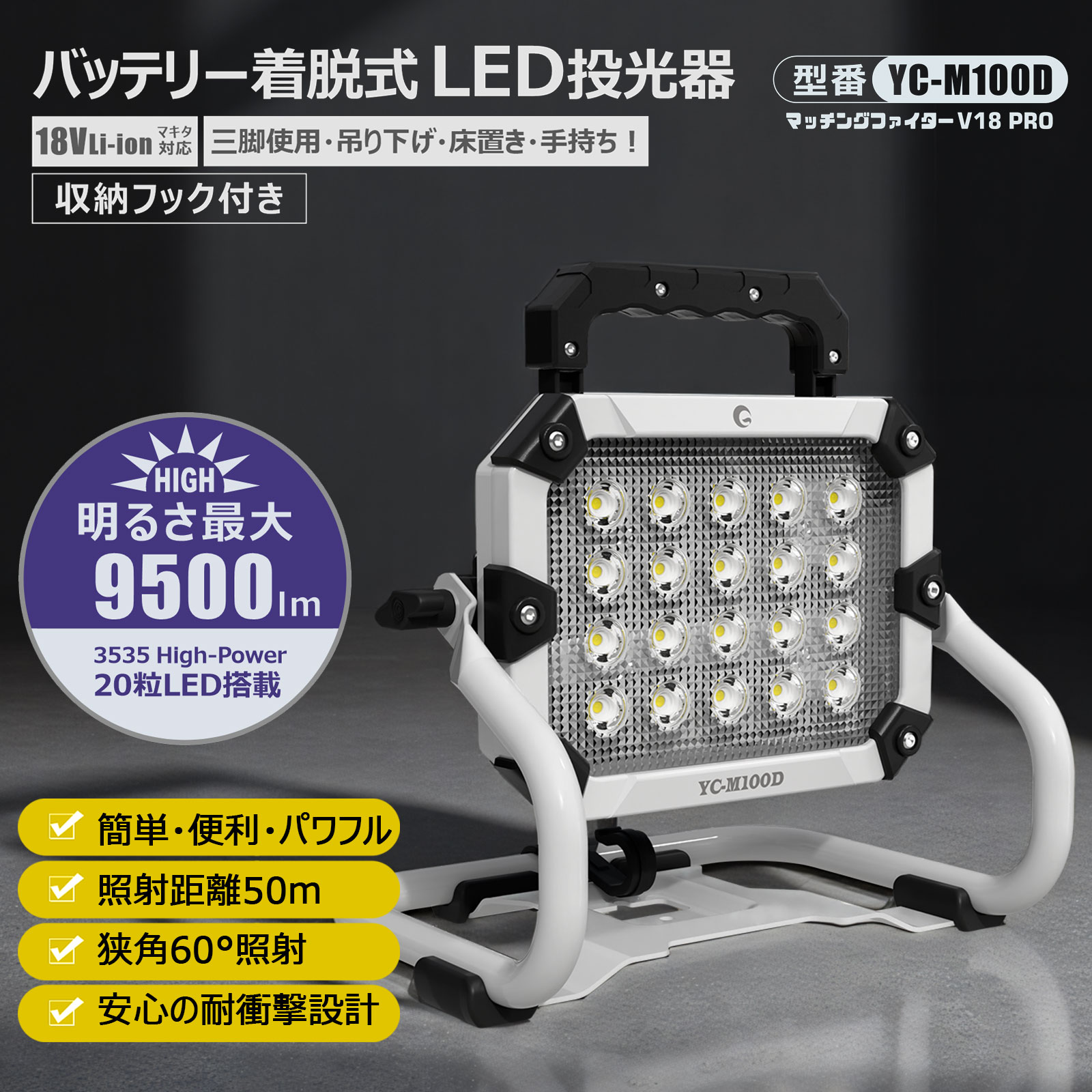 Burtle 空調服 Lサイズ 迷彩柄、グッドグッズ 充電式 LED投光器 yc-m100d-001.jpg