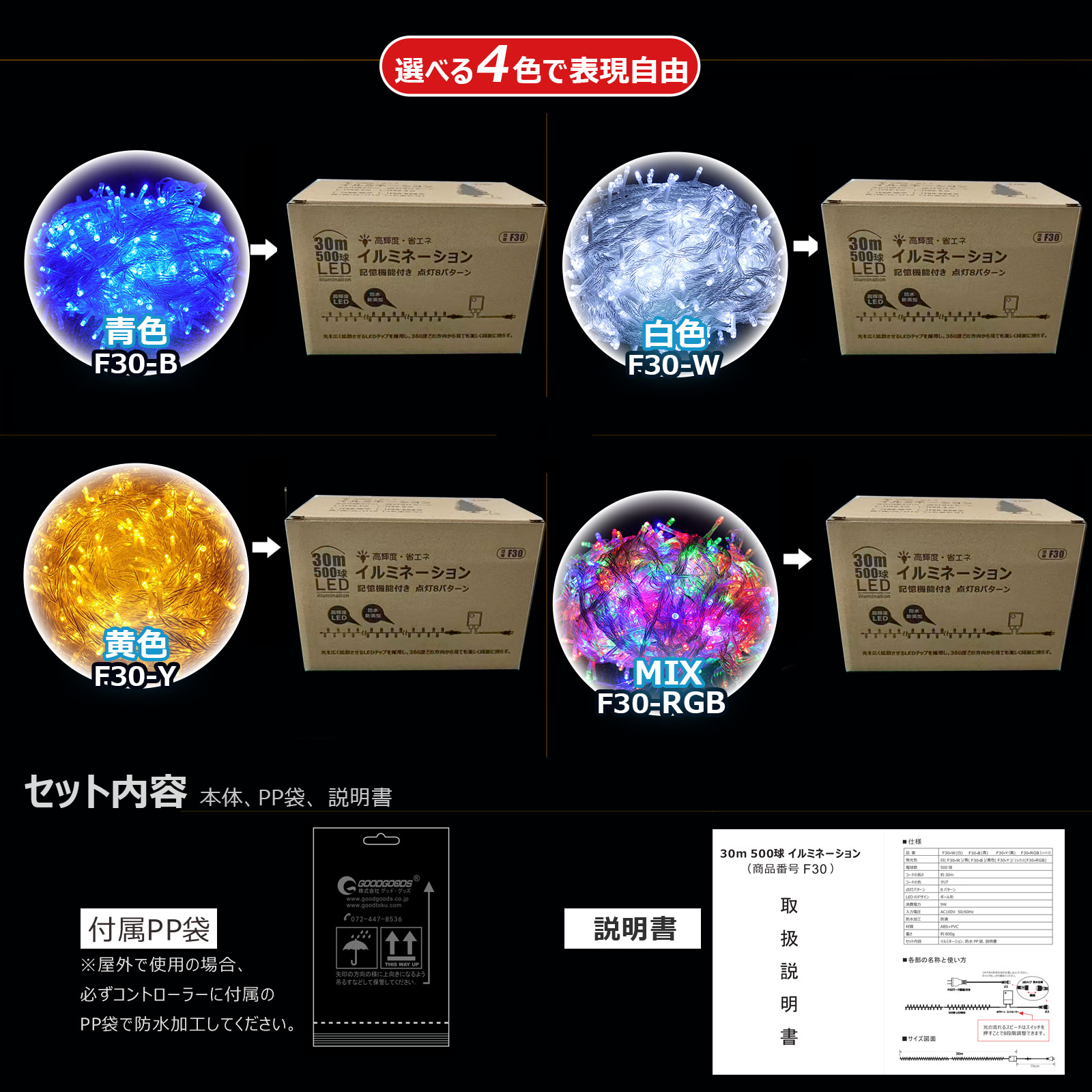 イルミネーション LED 電飾 高輝度 防滴 ストレート 夏 電飾