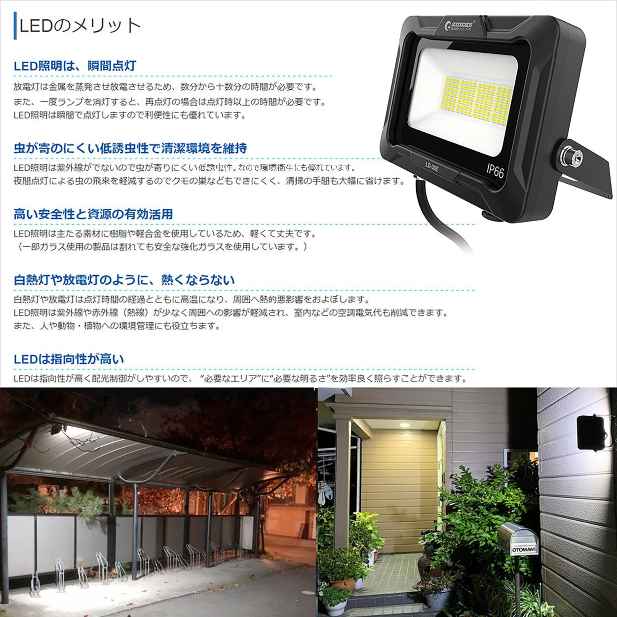 led投光器 薄型 軽量 30w投光器 屋外照明 施設 駐車場灯 大型看板 ボート