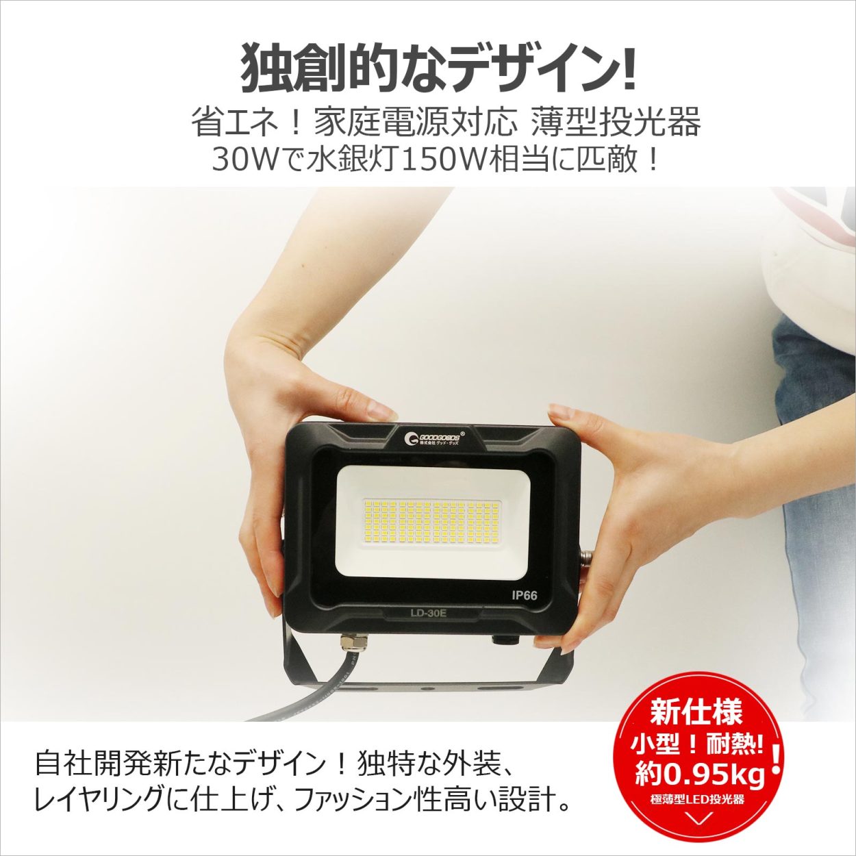 30w led投光器 高輝度 耐風 耐震 屋外照明 投光機 外灯