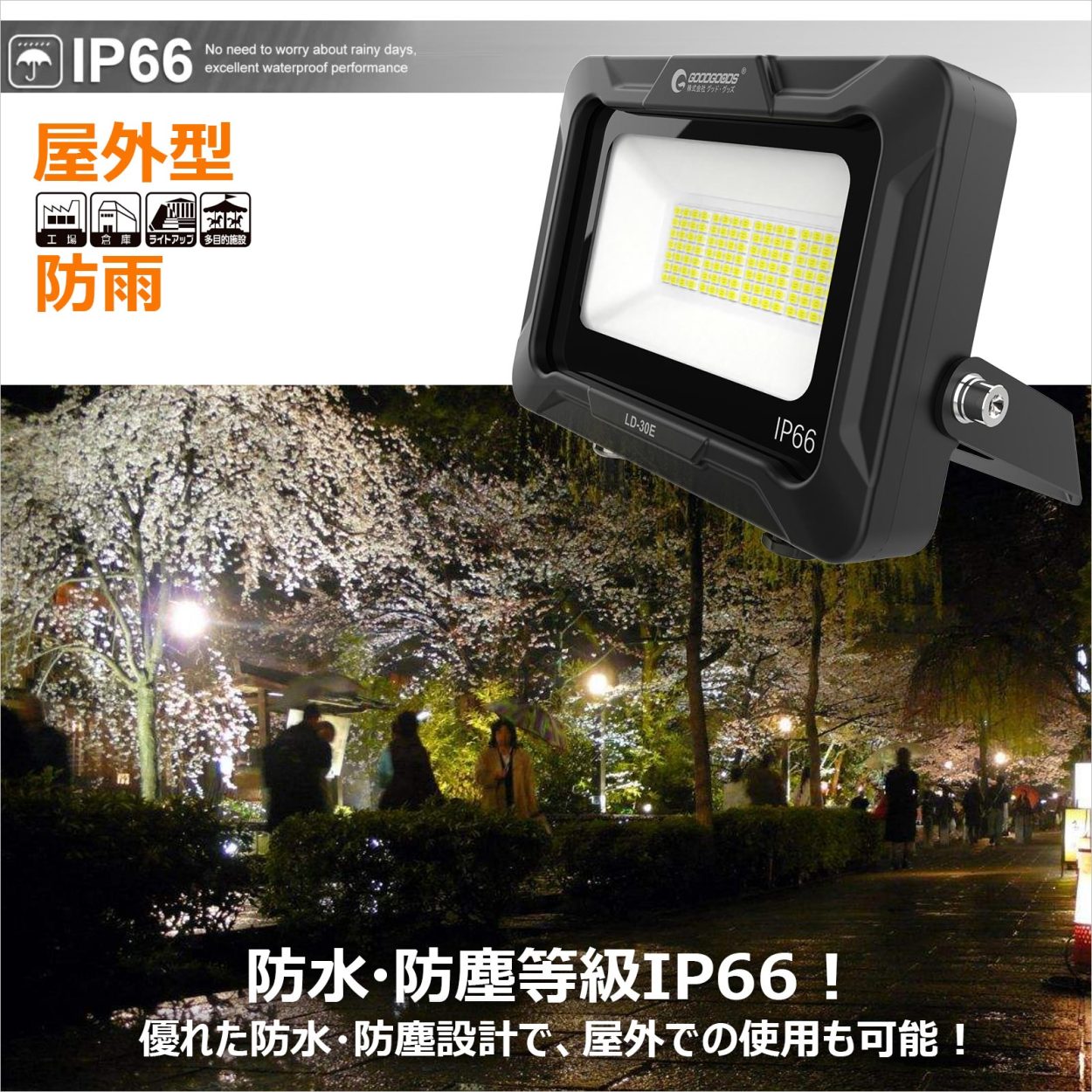 led投光器 30w オリジナルデザイン 消費電力 112粒チップ IP66