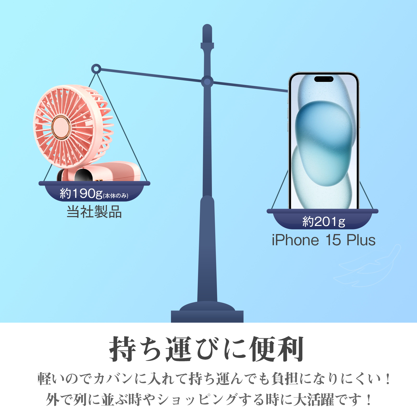 手持ち 扇風機 ハンディファン 携帯式 USB充電 夏 コードレス 首掛け