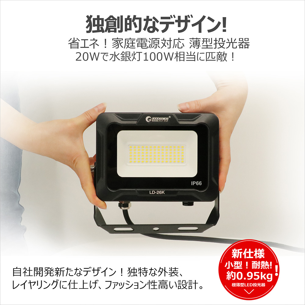 新発売 LED極薄型投光器 超爆光 省エネ IP66防水 耐熱