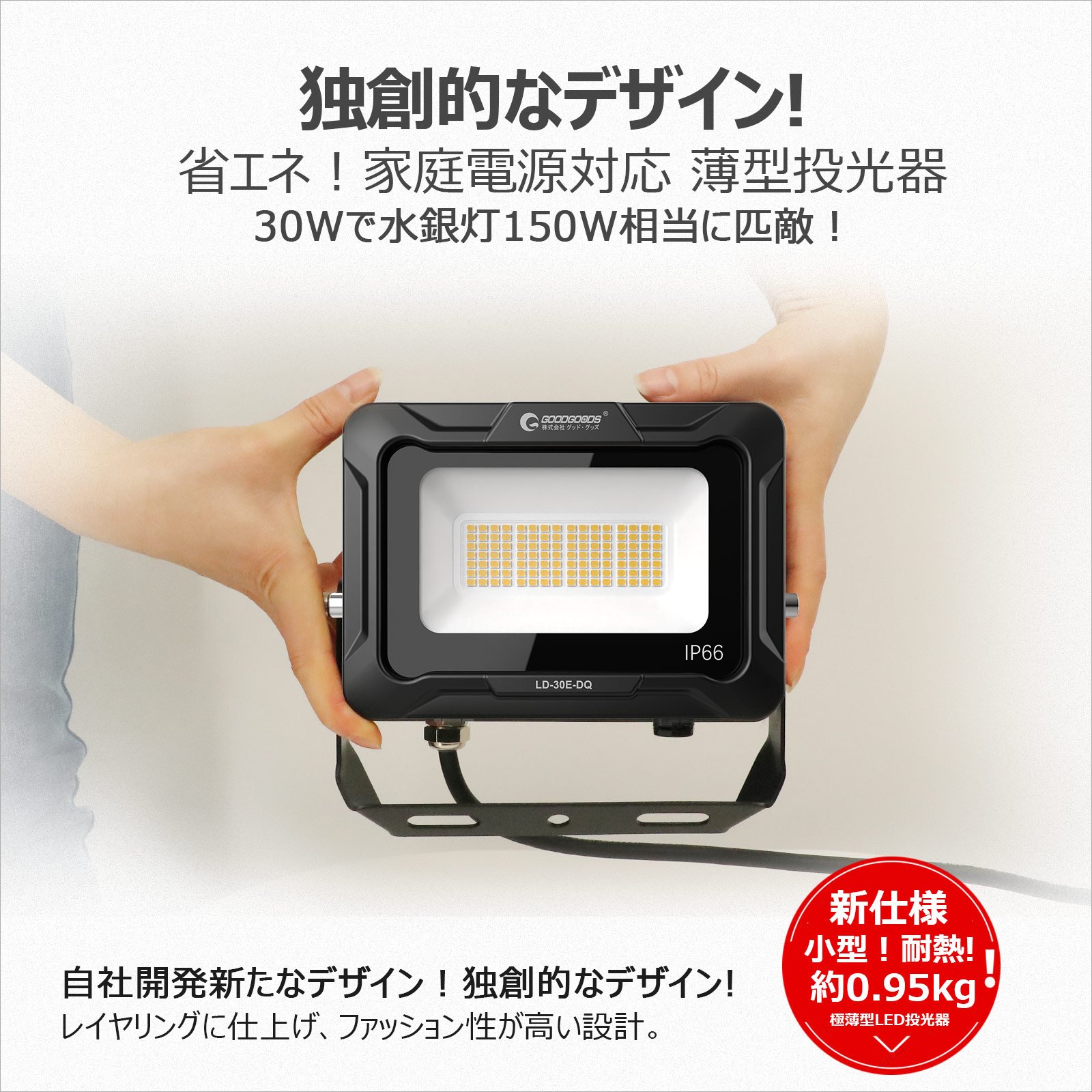 led投光器 30w オリジナルデザイン 消費電力 112粒チップ