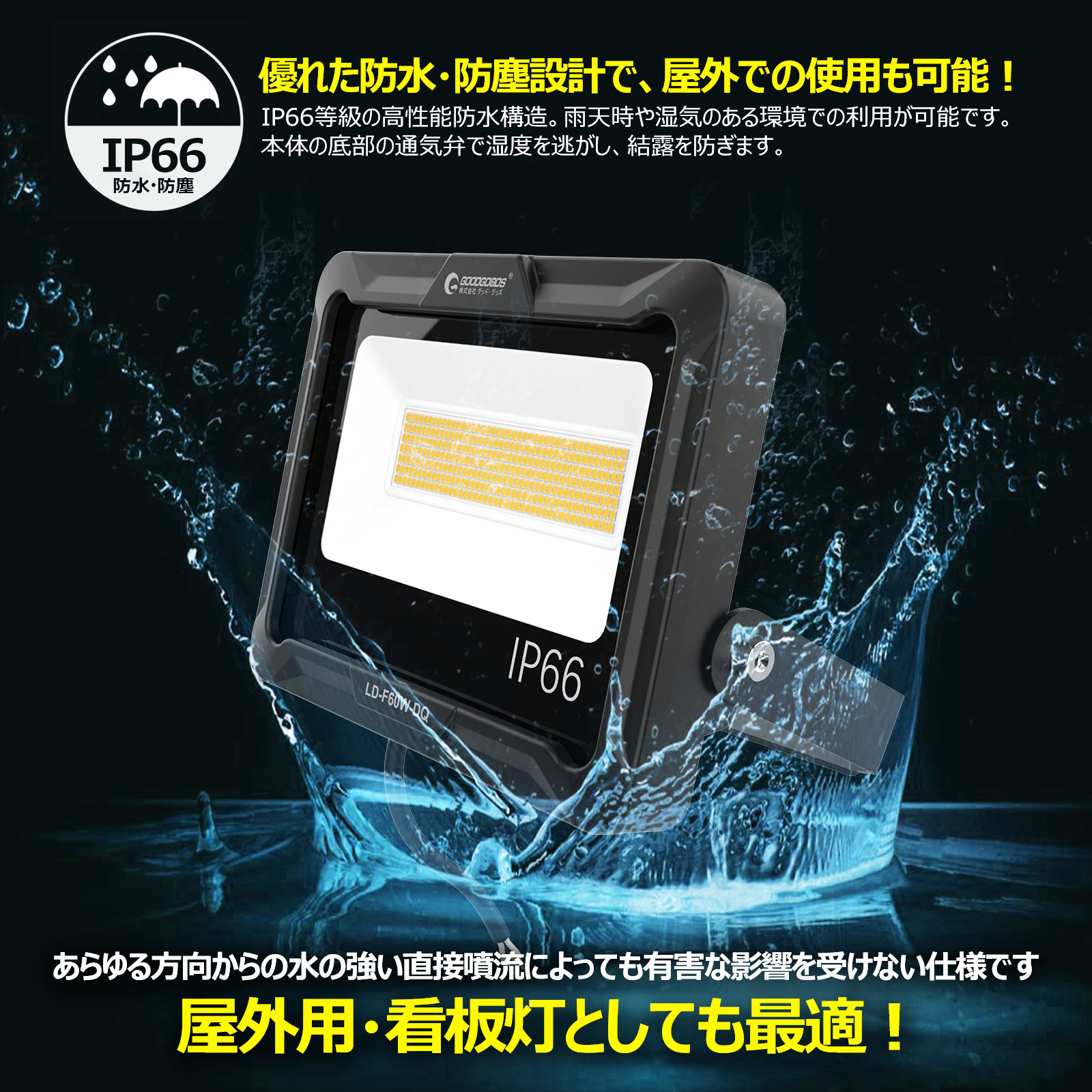 led投光器 60w オリジナルデザイン 消費電力 294粒チップ