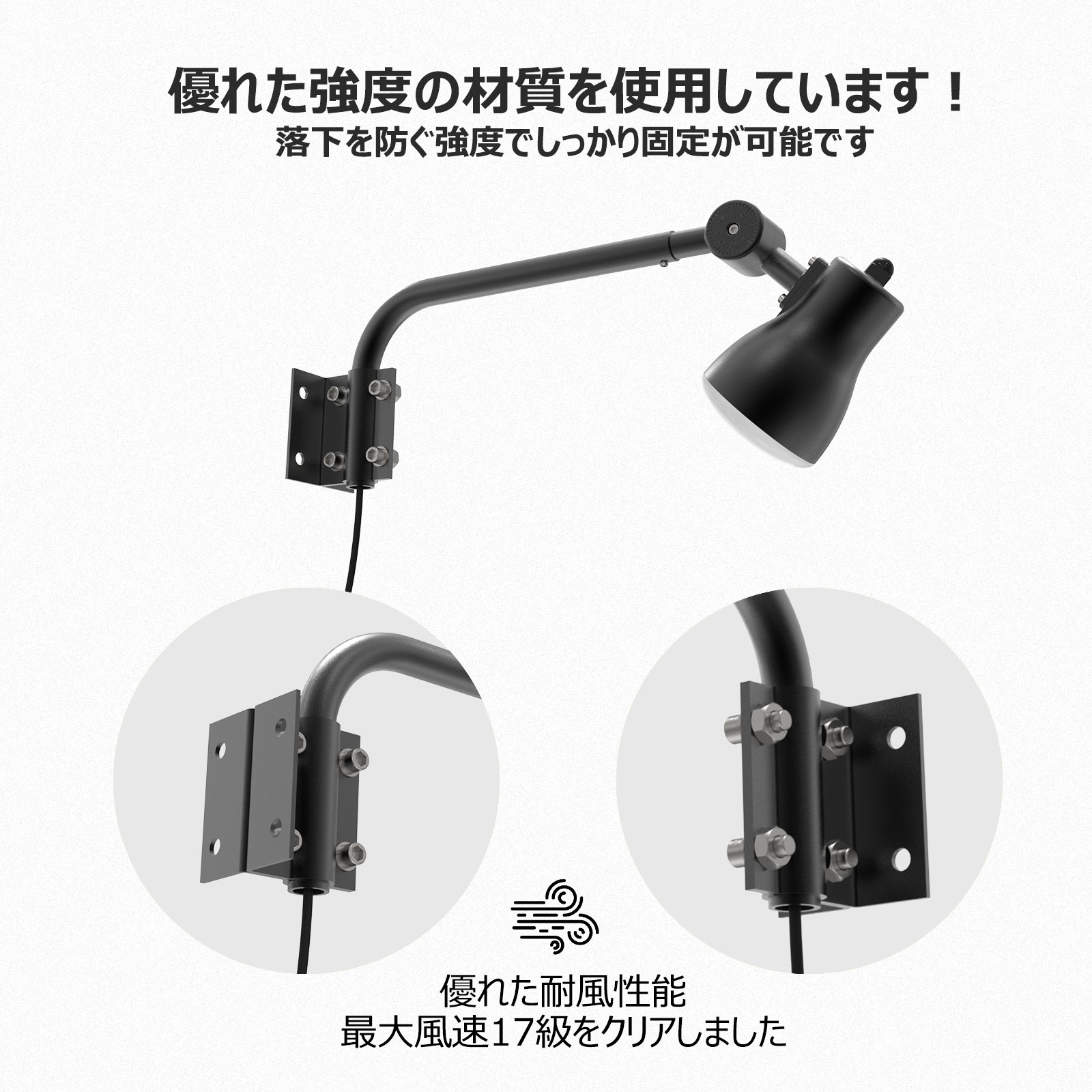 アームライト 一体型 作業灯 高演色 30W 照射角度120° 小型看板 アーム短め