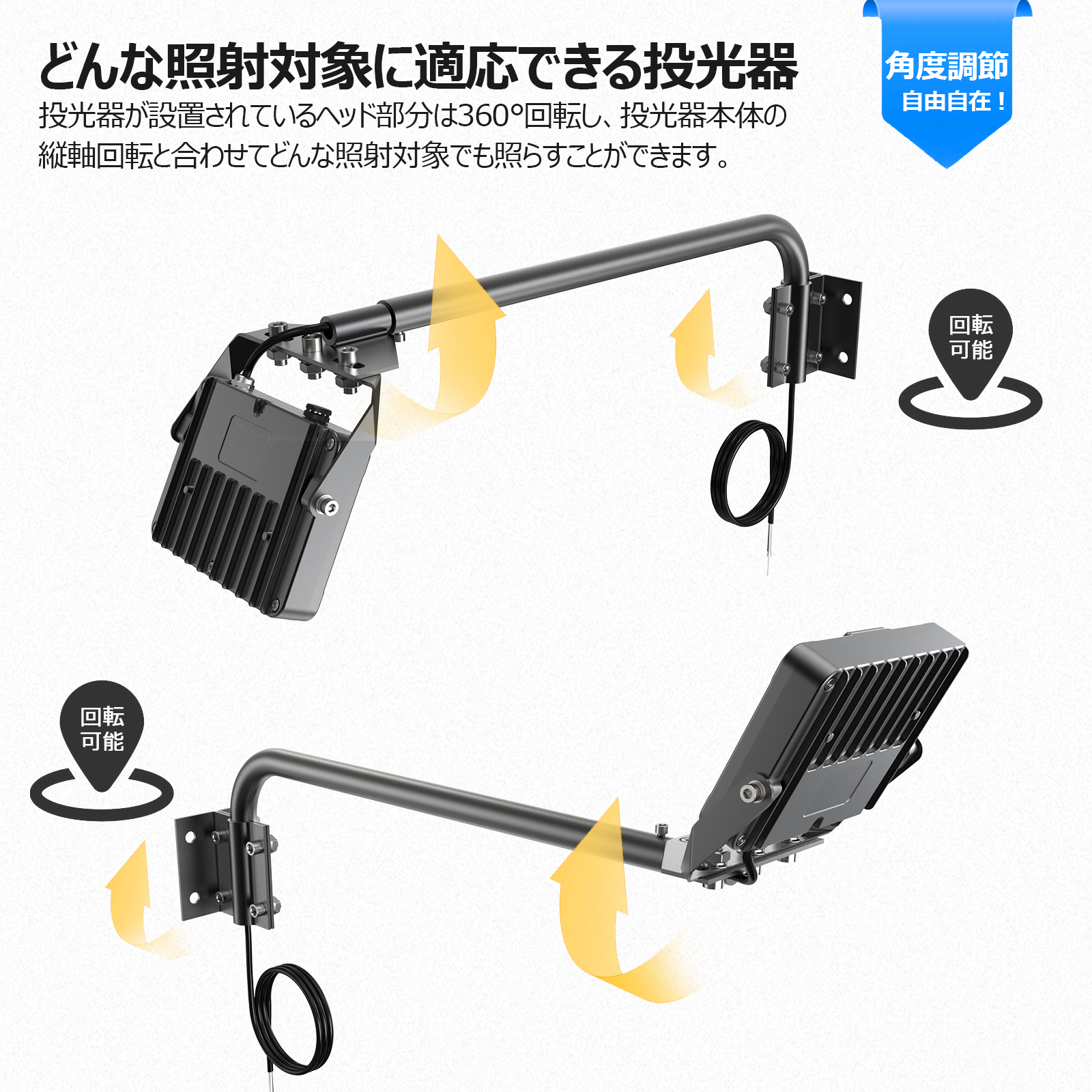 アームライト 一体型 作業灯 高演色 30W 照射角度120&deg; 小型看板 アーム短め