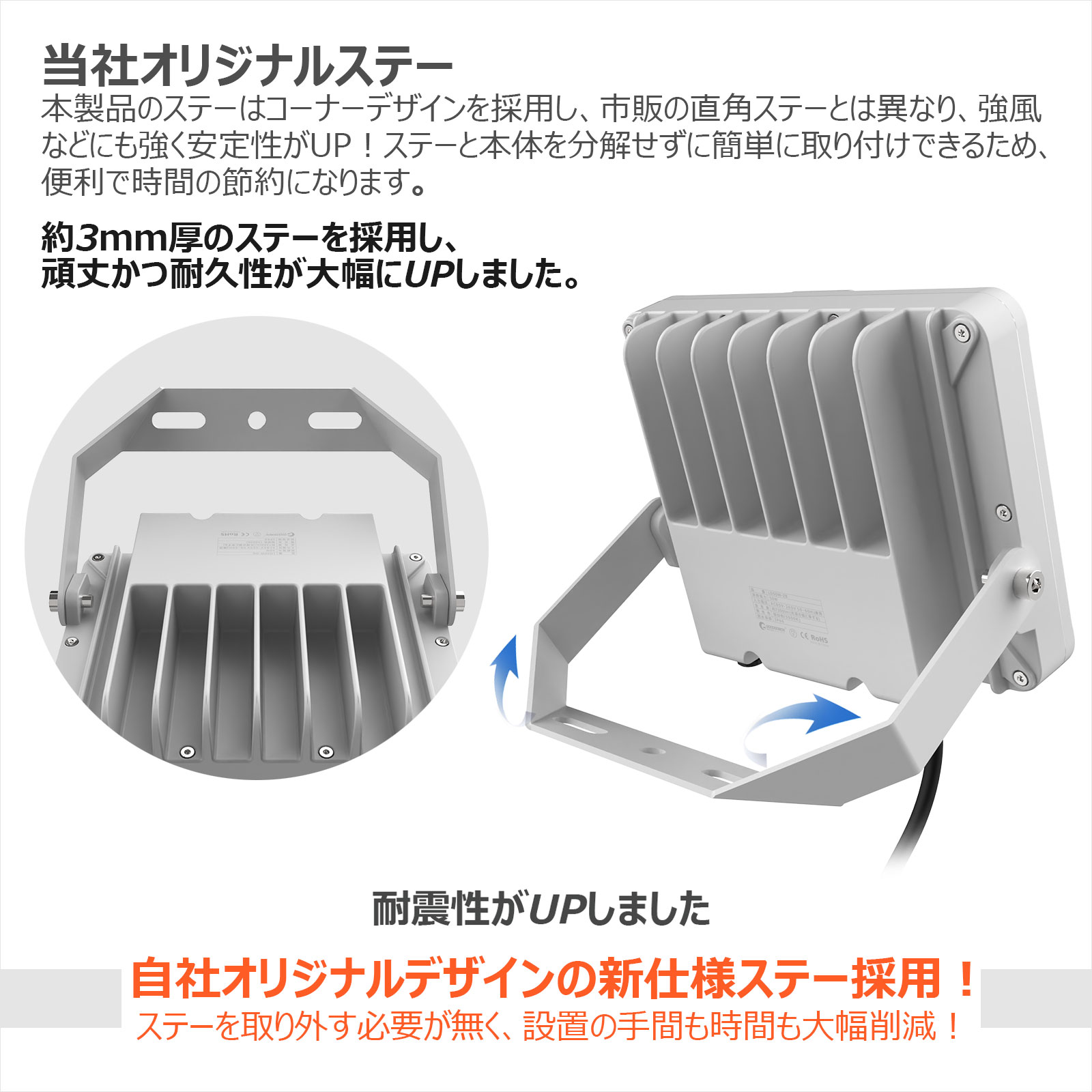 グッドグッズ LED投光器 50W 7300LM 電球色 取付簡単 耐風 耐震 高演色 広範囲 現場 建築 屋外 防水 防塵 施設 省エネ ハロウィン  工事現場照明 LD50W