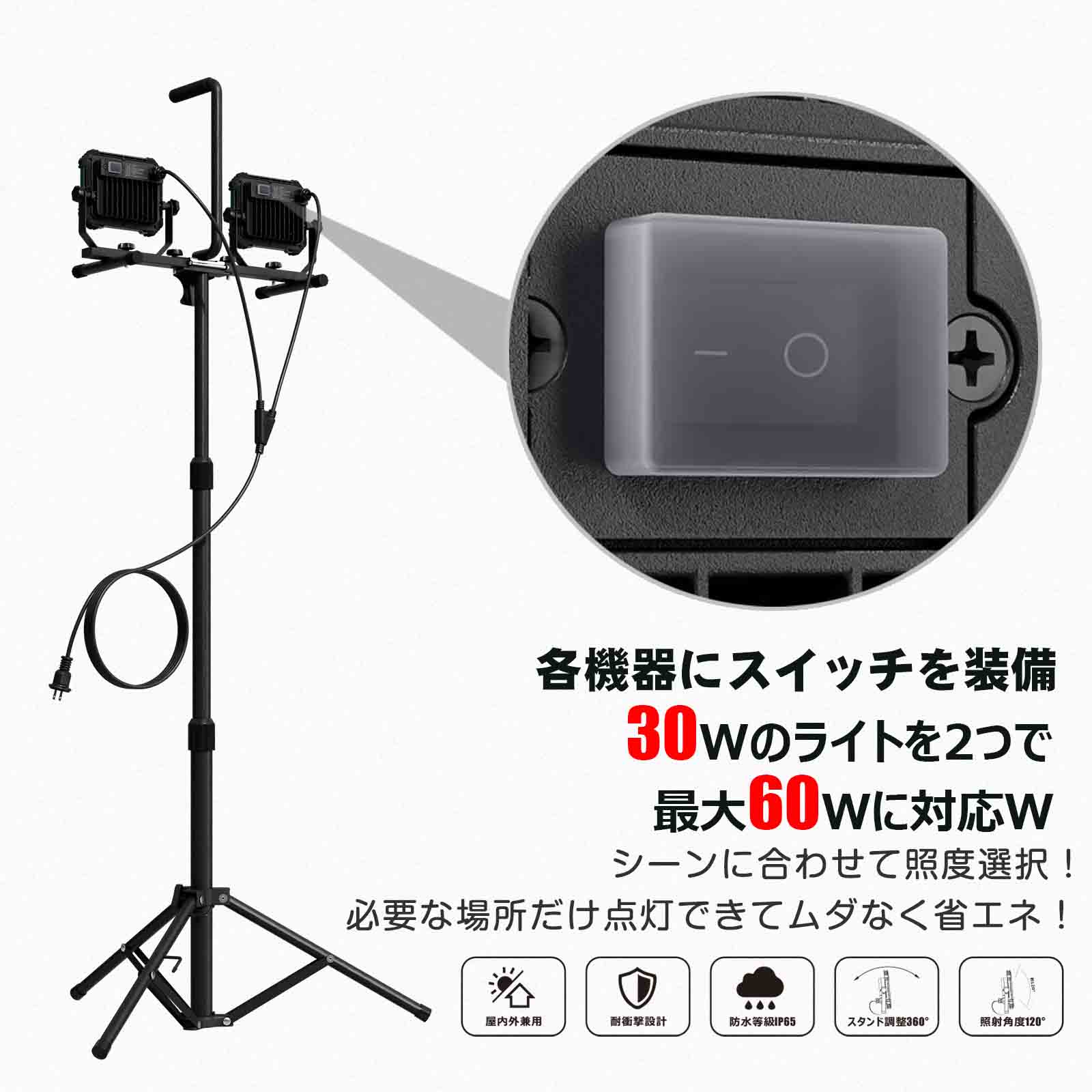 GOODGOODS（グッド・グッズ） LED投光器 2灯式 コンビネーション