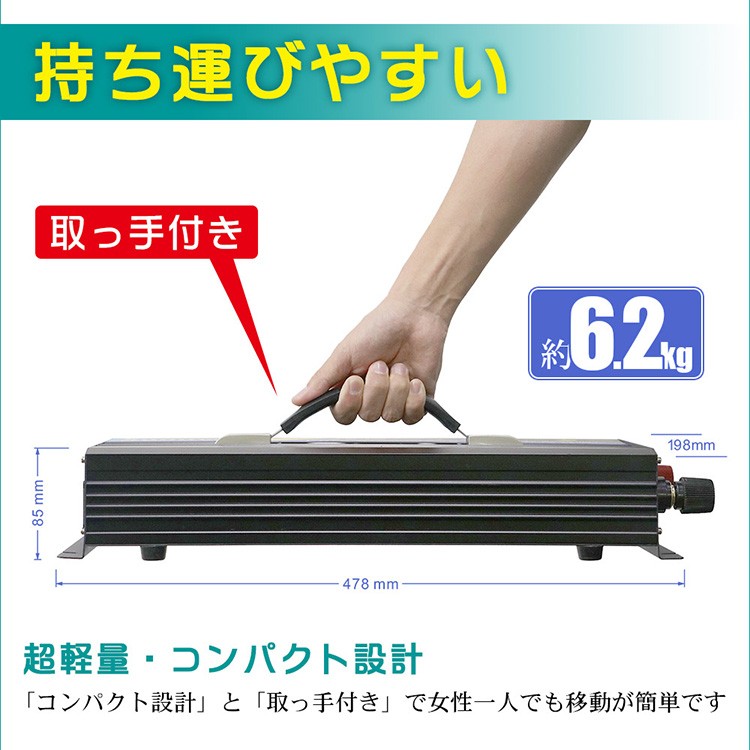 GOODGOODS（グッド・グッズ） 純正弦波 インバーター 3000W 瞬間最大 
