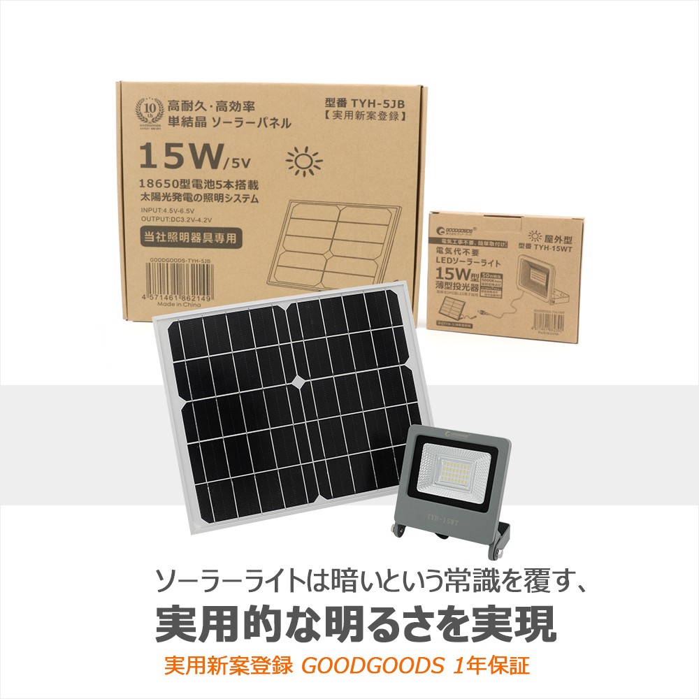 太陽光発電 LEDソーラーライト 日中自動充電 夜間自動点灯 取付カンタン 倉庫 ガレージ照明 庭園灯 ガーデニングライト