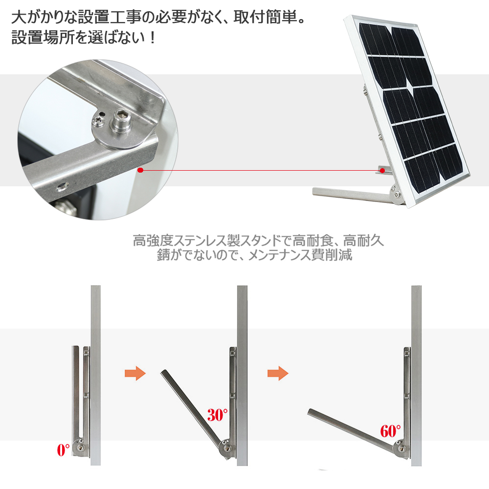 太陽光発電 LEDソーラーライト 日中自動充電 夜間自動点灯 取付カンタン 倉庫 ガレージ照明 庭園灯 ガーデニングライト