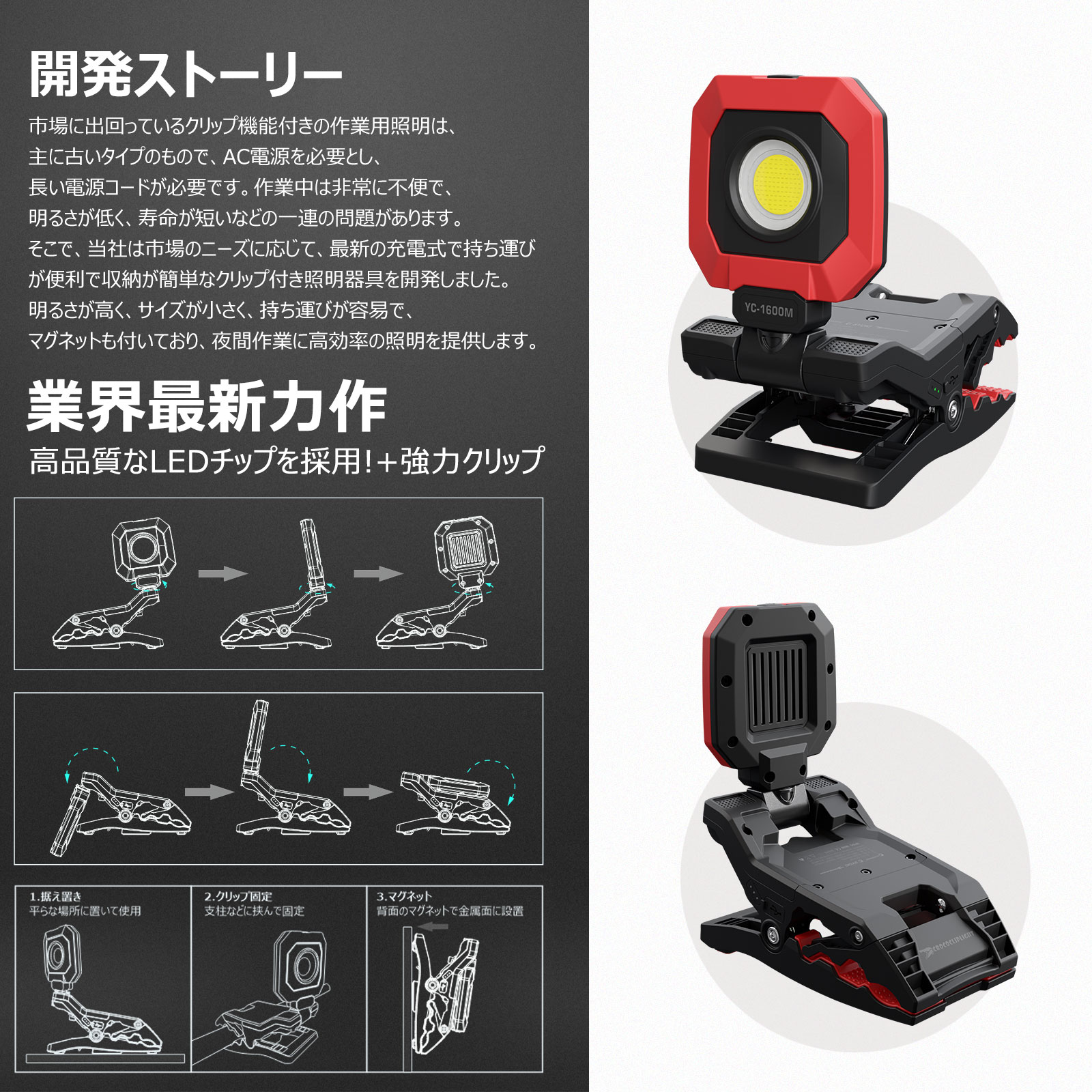 工具不要で設置可能 ノブボルト付属 三脚スタンドに2台まで設置可能