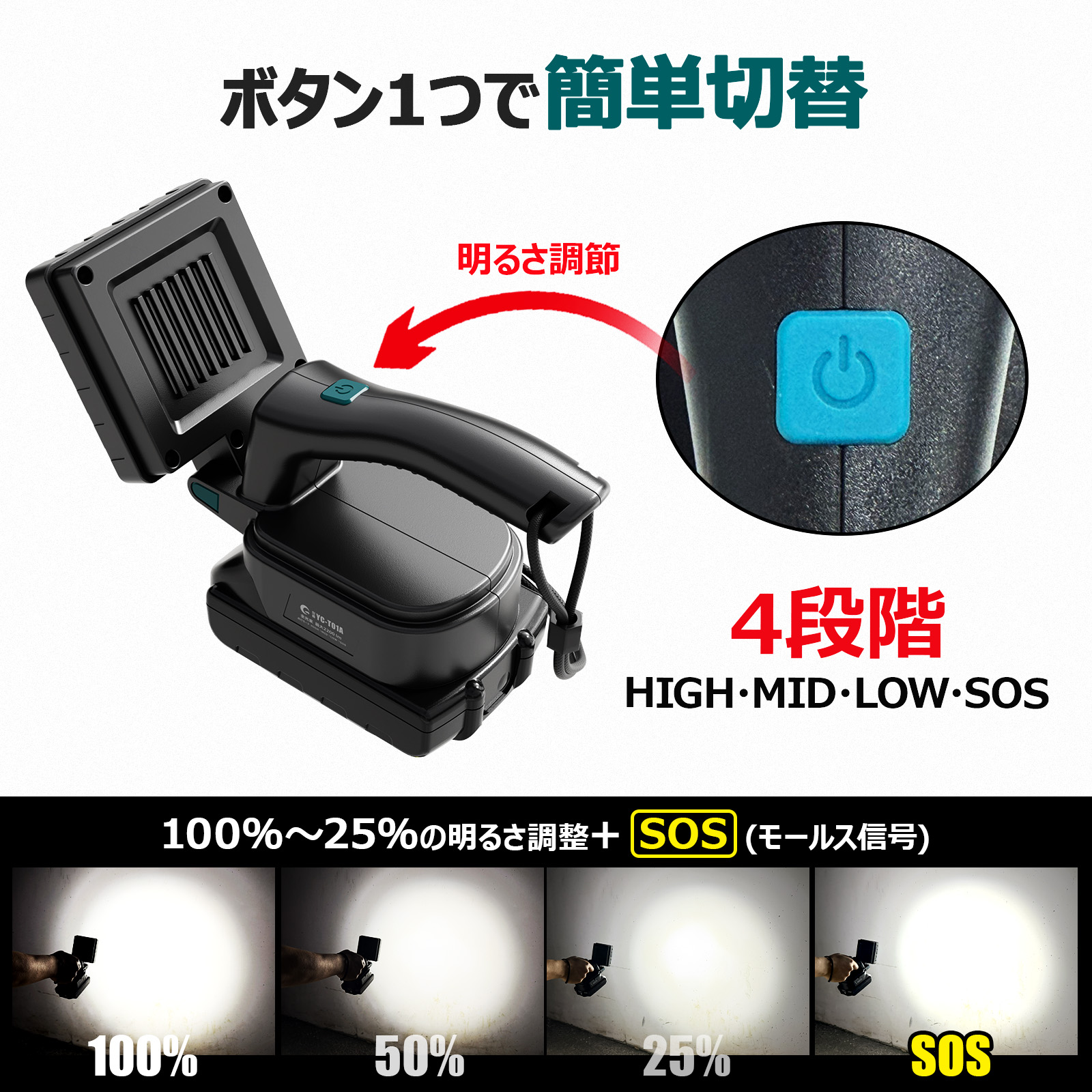 LED投光器 15W 約2200lm マキタ 18V バッテリー着脱式 コンパクト 作業