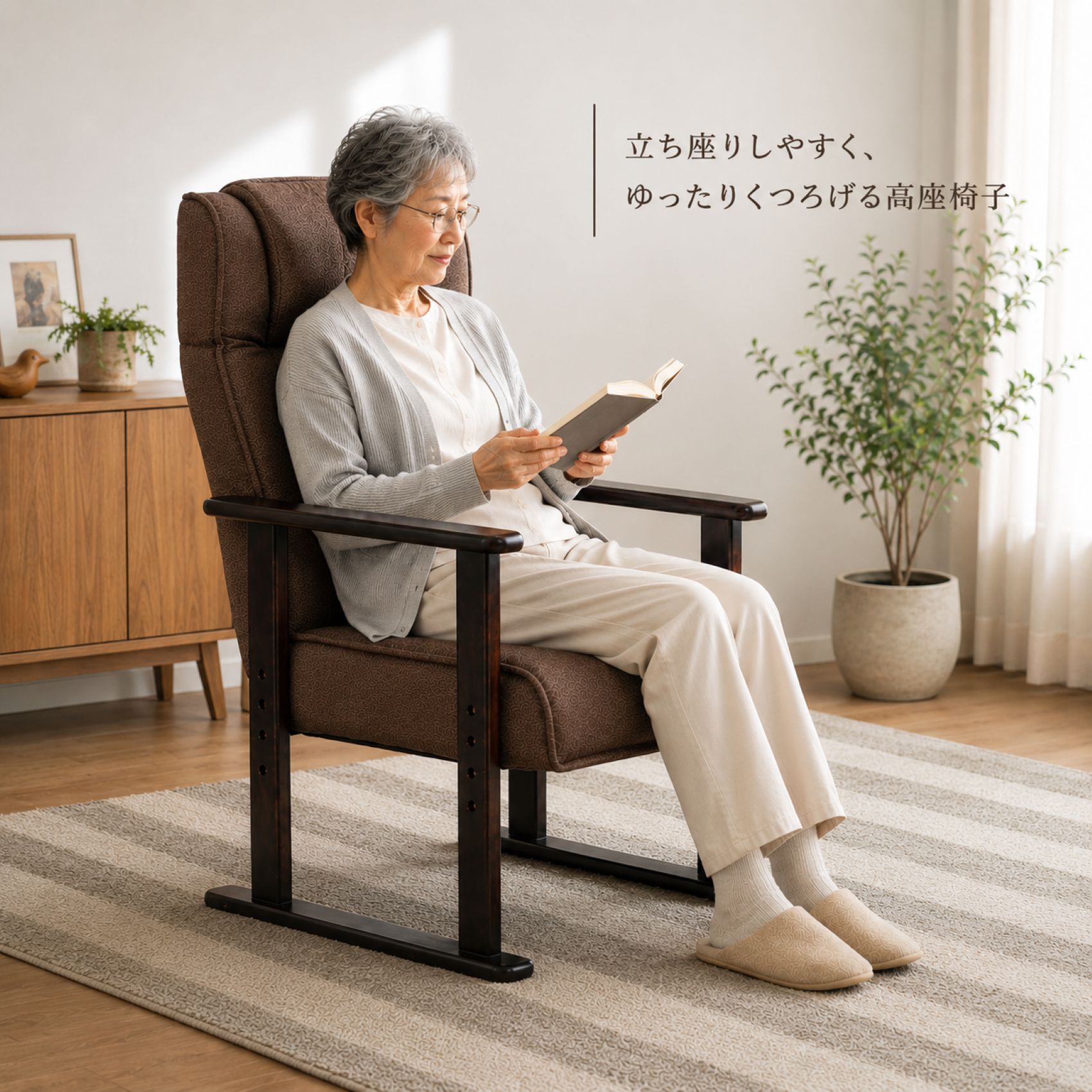 GOOD LIFE INTERIOR リクライニングチェア 高座椅子 レバー式 おしゃれ